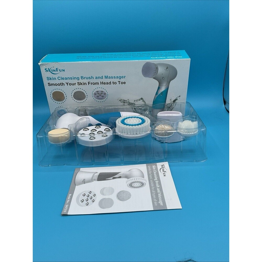SkinFun Skin Cleansing Brush And Massager,3 Speeds,5 Changeable Heads.EUC